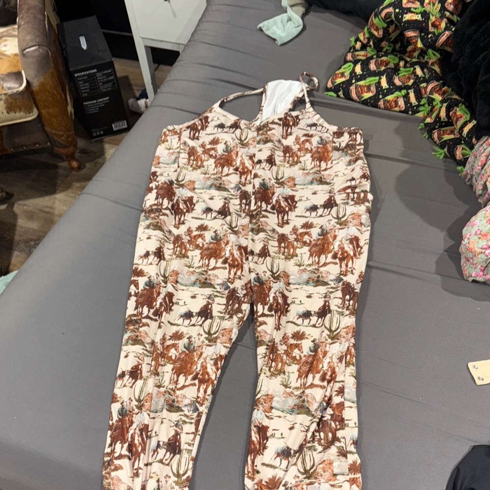 Stylish Brown Patterned Women's Jumpsuit